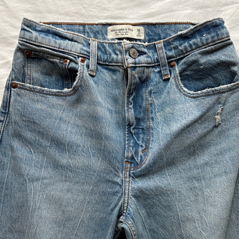 Abercrombie & Fitch Medium Blue 90’s Straight Ultra High Rise Jeans